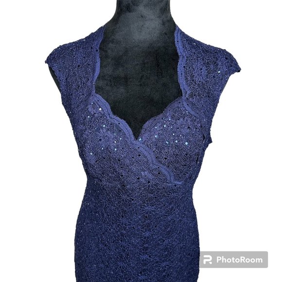 dressbarn Dresses & Skirts - Dressbarn Blue Sparkle Sleeveless Lace Dress Women's Size 8P NWT